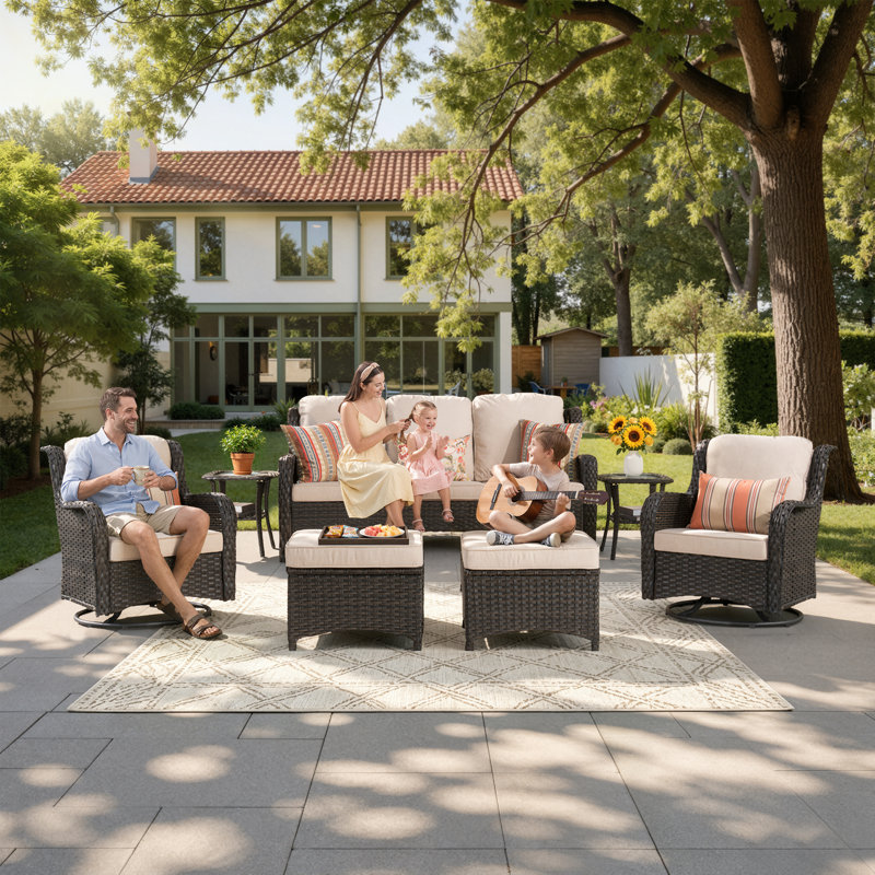Tommy 5 -Person Outdoor Seating Group With Cushions, Beige