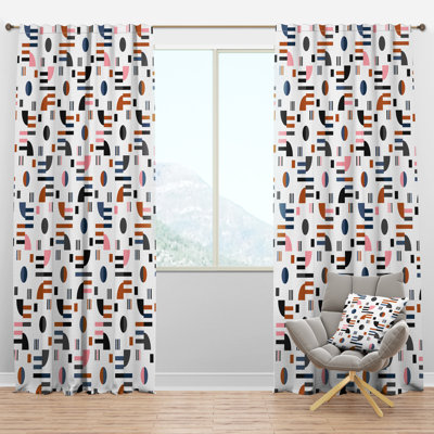 Retro Abstract Design XI - Mid-Century Velvet Curtain - Room darkening - 1 panel