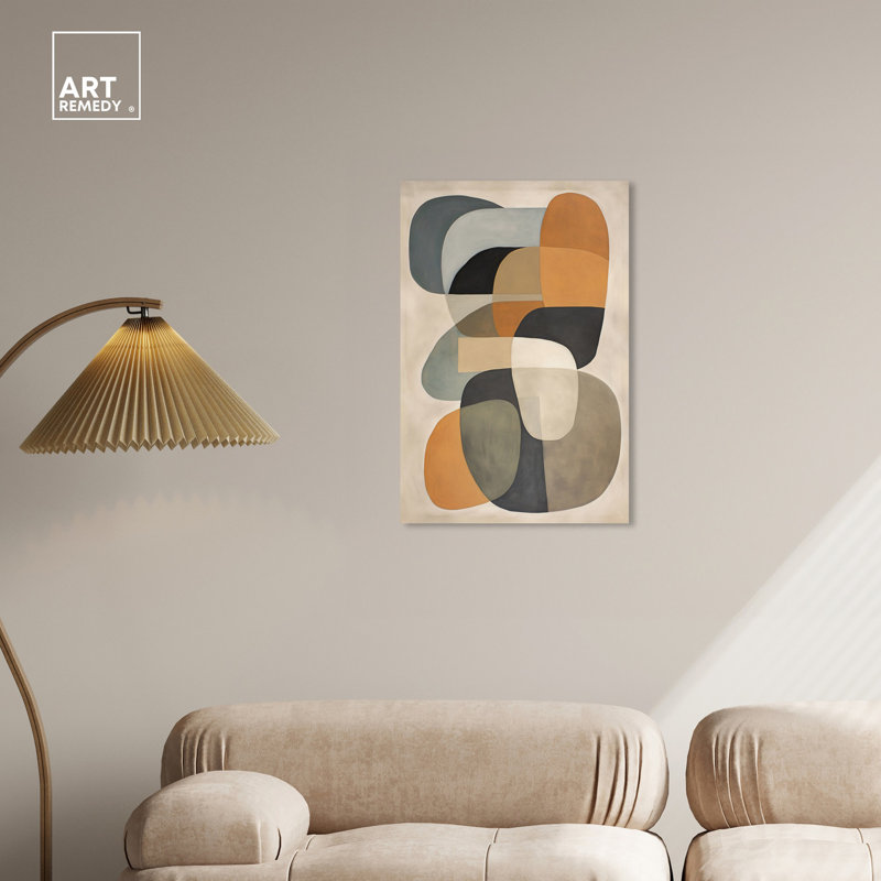 Art mural abstrait Ricole 2 Mid-Century par Art Remedy, Toile tendue, H 30 po x l 20 po