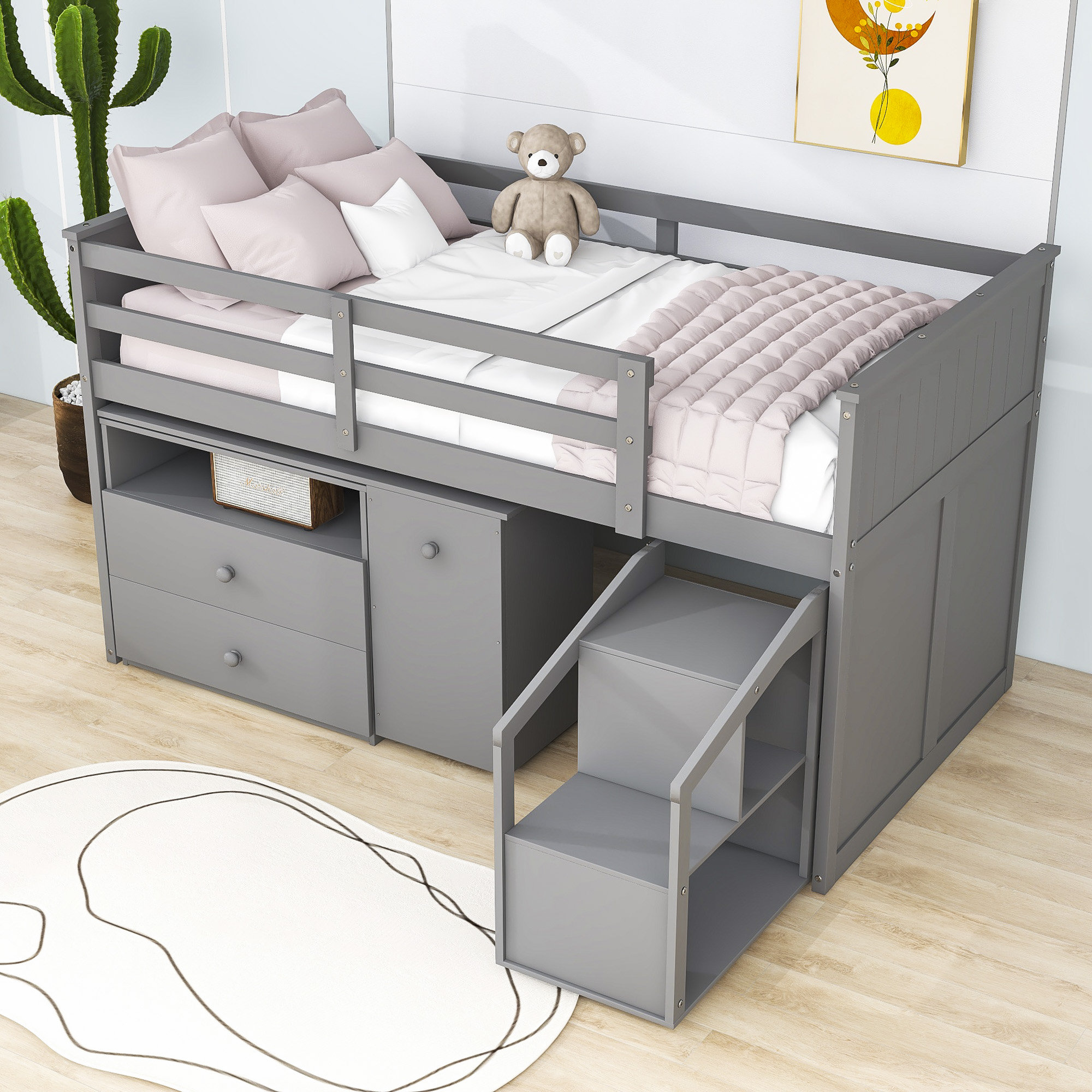 Twin platform bed with deals drawers harriet bee