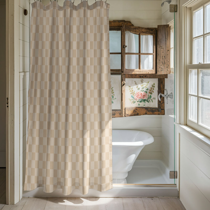 Cozy - Premium Shower Curtain, 74"H x 71"W, Beige Gentle Pattern