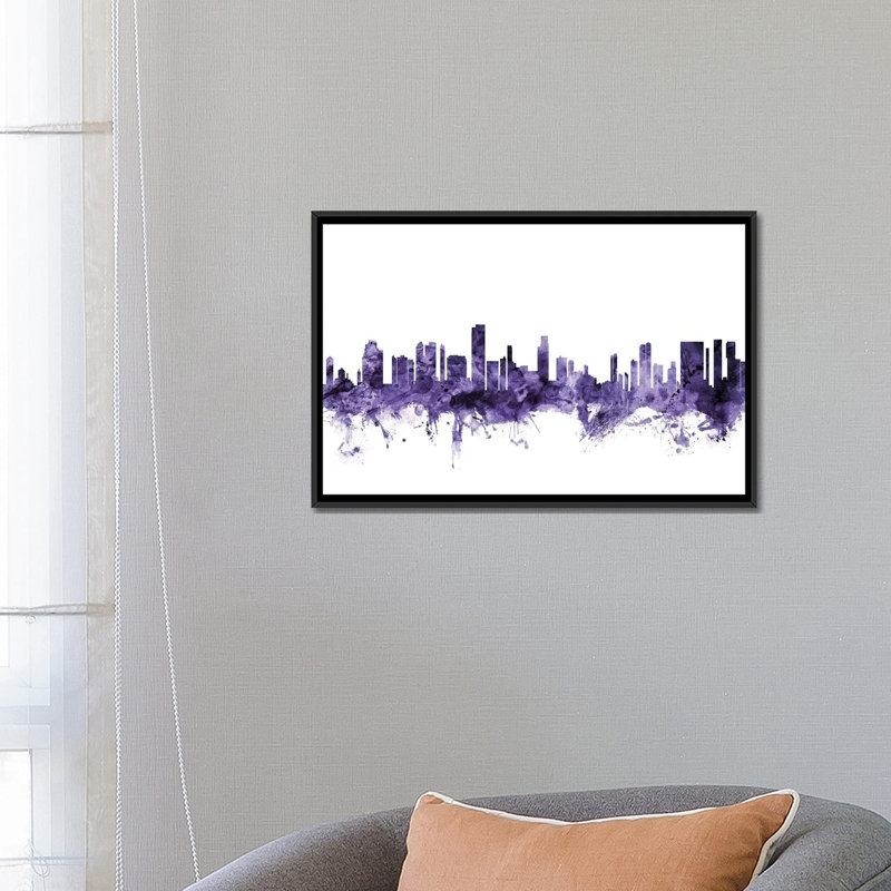 «Honolulu, Hawaii Skyline» par Michael Tompsett, impression sur toile tendue, H 18 po x l 26 po x P 1,5 po, Pas de tapis