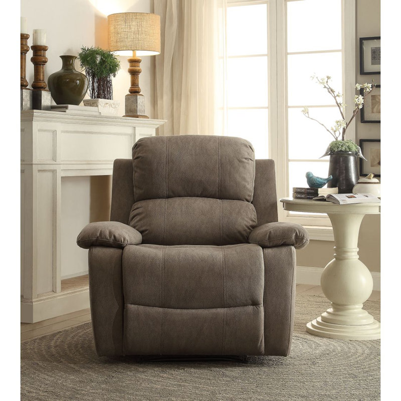 Fauteuil inclinable gris poli avec accoudoirs coussinés
