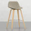 Tabouret de 2 - généreux siège en placage de lin naturel avec 2 comptoirs et pieds en bois