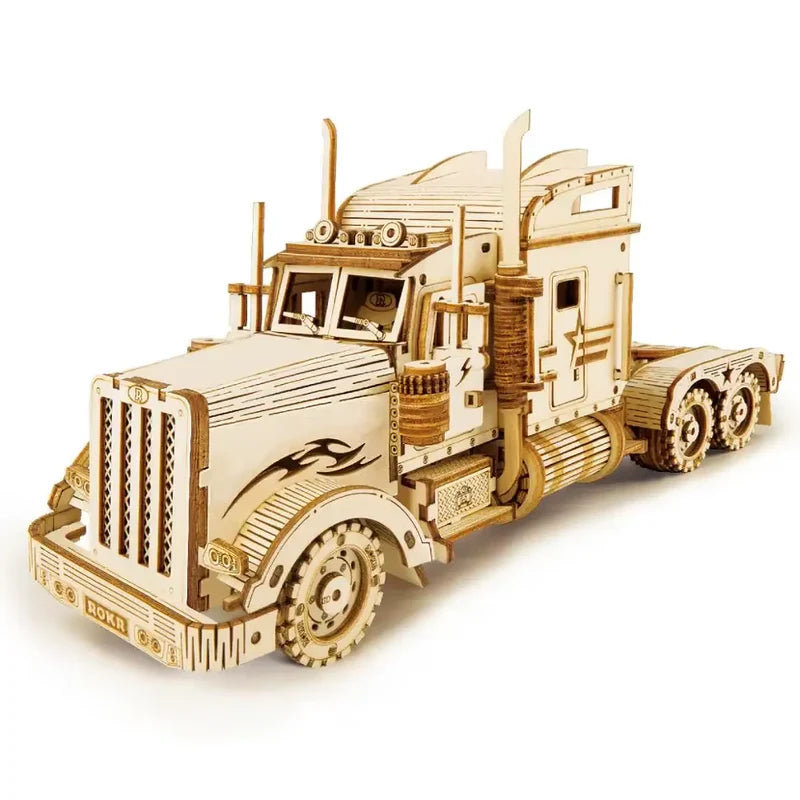 Rokr 3D DIY Wooden Puzzle Model Kits - Heavy Truck Montessori Educational Toy Kit For Adults