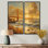 Jaune, blanc, coucher de soleil, pont Golden Gate, San Francisco - art mural 2 pièces San Francisco