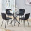Ensemble de table moderne en verre transparent et chaises en lin pour un repas élégant-2027492357