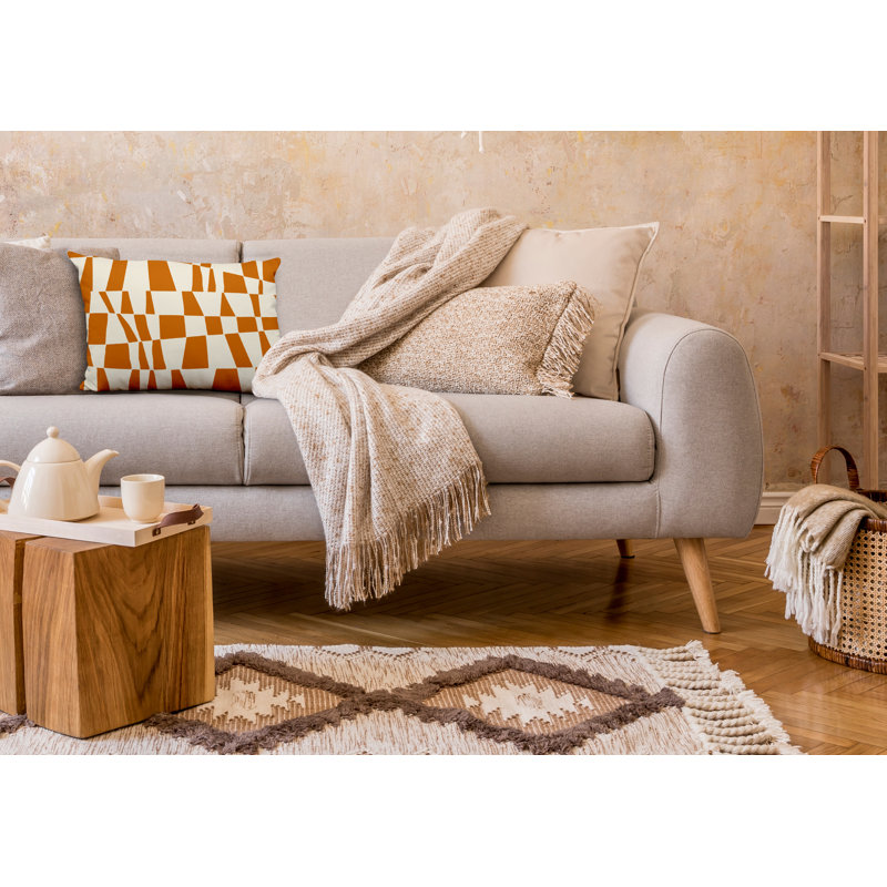 Polyester Lumbar Rectangular Indoor/Outdoor Pillow Cover & Insert, Orange