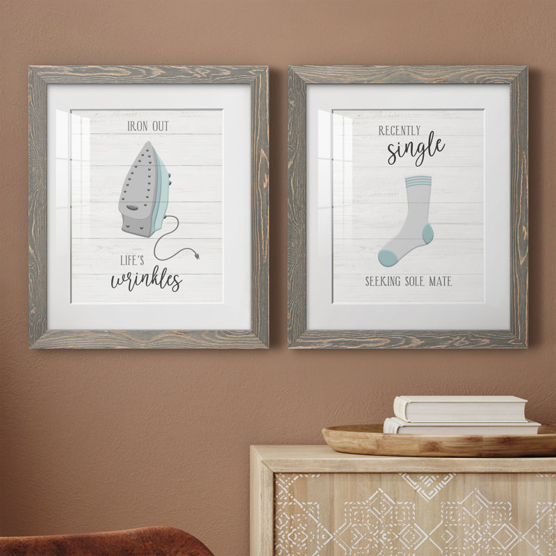 Iron out - ensemble de 2 impressions, H 24 po x l 36 po x P 1,5 po, Cadre en papier gris