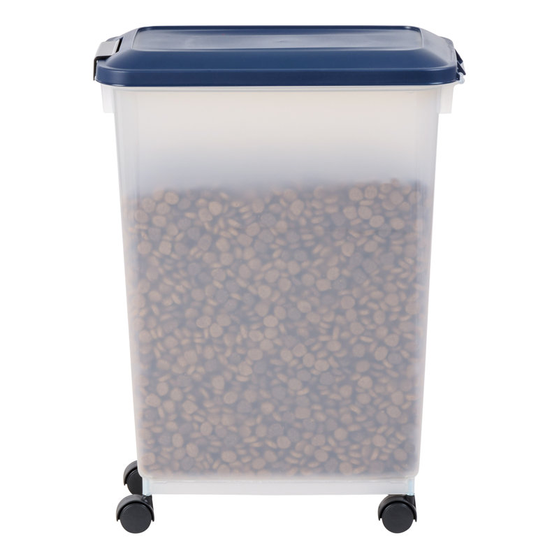 Clear Navy 37.5 Lbs Airtight Plastic Pet Food Container with Scoop