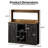 Abrianna Farmhouse Coffee Bar Cabinet with 6 Hooks, 47 Inch Coffee Bar Hutch with 9 Wine Racks, Buffet Cabinet with Sliding Barn Door-2026812763