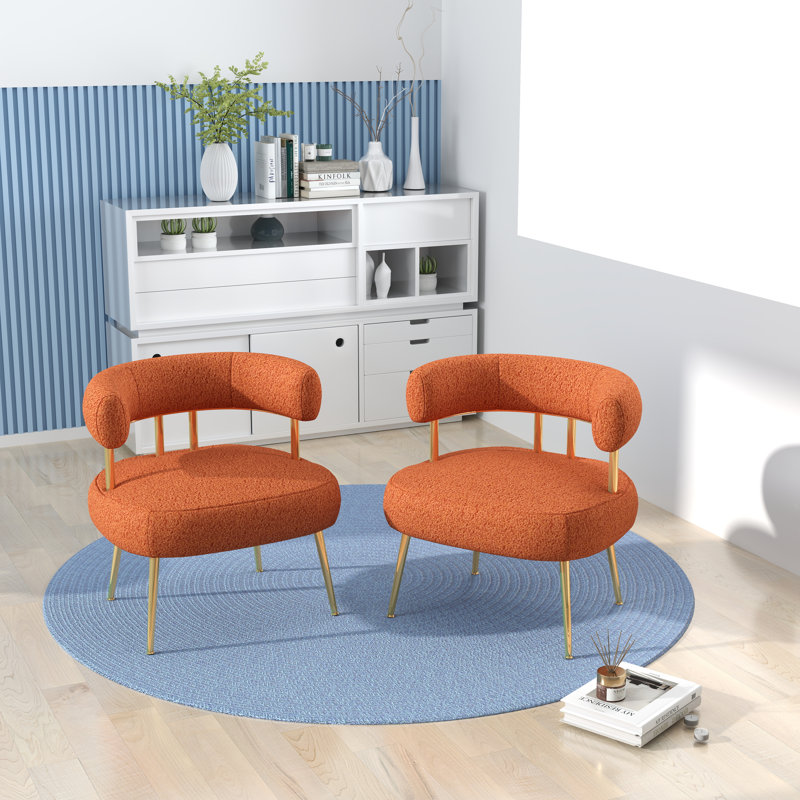 Upholstered Barrel Chair, Orange