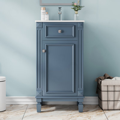 Bathroom Vanity with Ceramic Sink and Adjustable Shelf