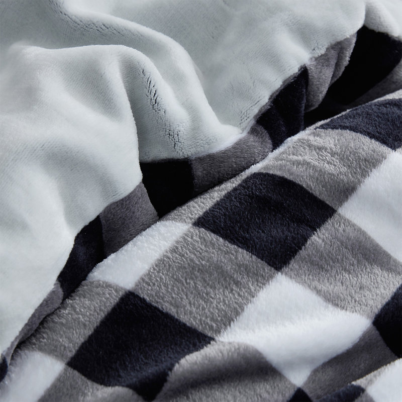 Ensemble d'édredon en microfibre 2 pièces Coma, Noir / gris / blanc