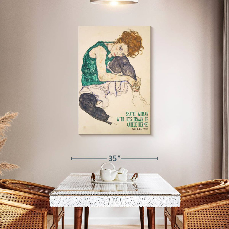 Femme assise, affiche d'exposition Schiele, H 45 po x l 30 po