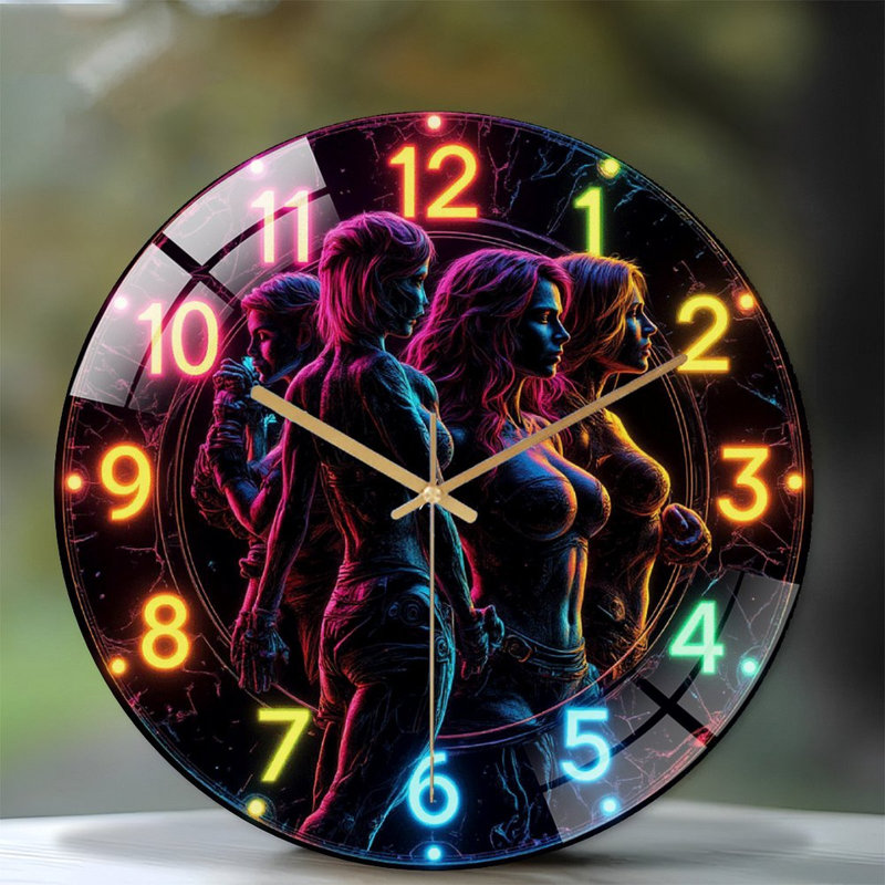 Horloge murale rétro néon avec design artistique unique - horloge murale moderne en verre 12 po