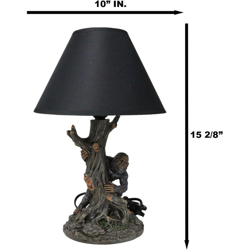 Mythical Creature Sasquatch Big Foot Cryptid Ape By Tree Trunk Table Lamp Décor