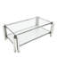 Table basse de 47 po en verre trempé, rectangulaire moderne avec fabrication en acier inoxydable, bureau à domicile, capacité de rangement, assemblage facile, table de propreté argentée et double couche-1056820494-1056820492