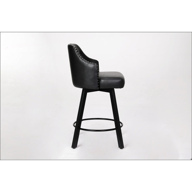 Counter Height Bar Stools With Backs And Metal Legs, Black