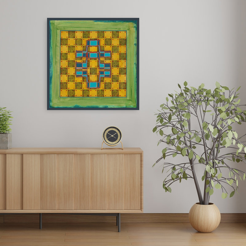 «Abstract Checkerboard Design Abstract Contemporary Winter», reproduction d'art mural, 32" H x 32" W