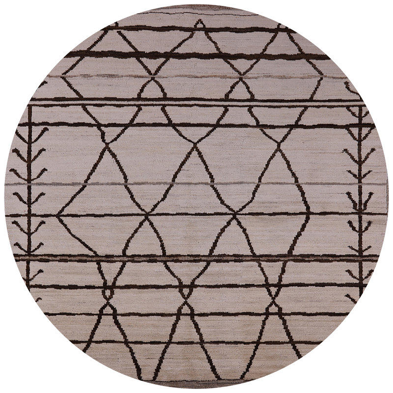 Tapis brun à motif géométrique Bayfield, Rond 7 pi