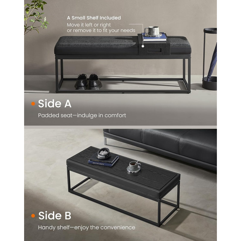 Rosaelena Polypropylene / Olefin Upholstered Bench, Black