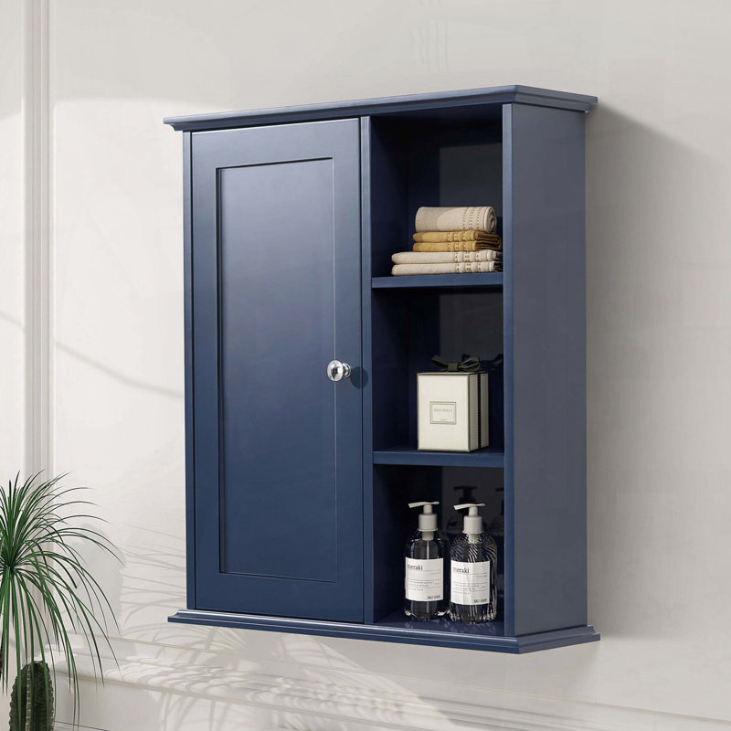 Upgraded Bathroom Wall Cabinet Over The Toilet Storage Cabinet, Wooden Medicine Cabinet, Blue