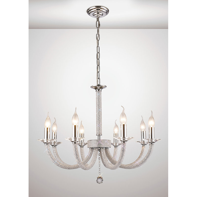 Gelnett 8 - Light Candle Style Chandelier, Black Chrome