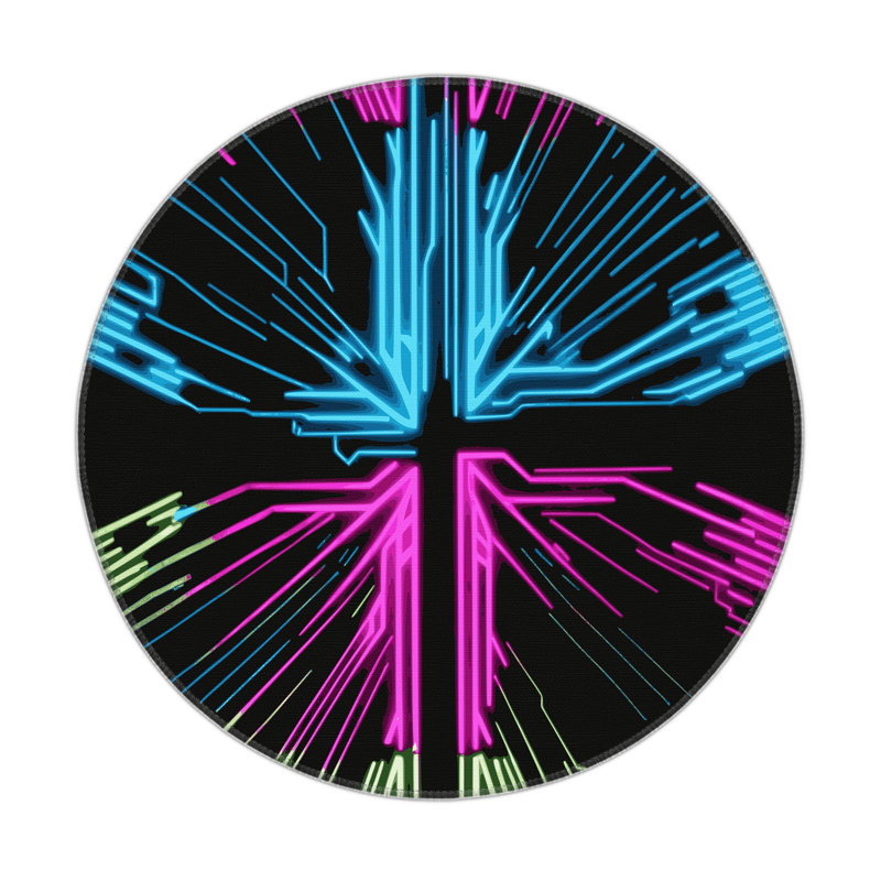 Neon Cascade Indoor And Outdoor Area Rug, Round 5'