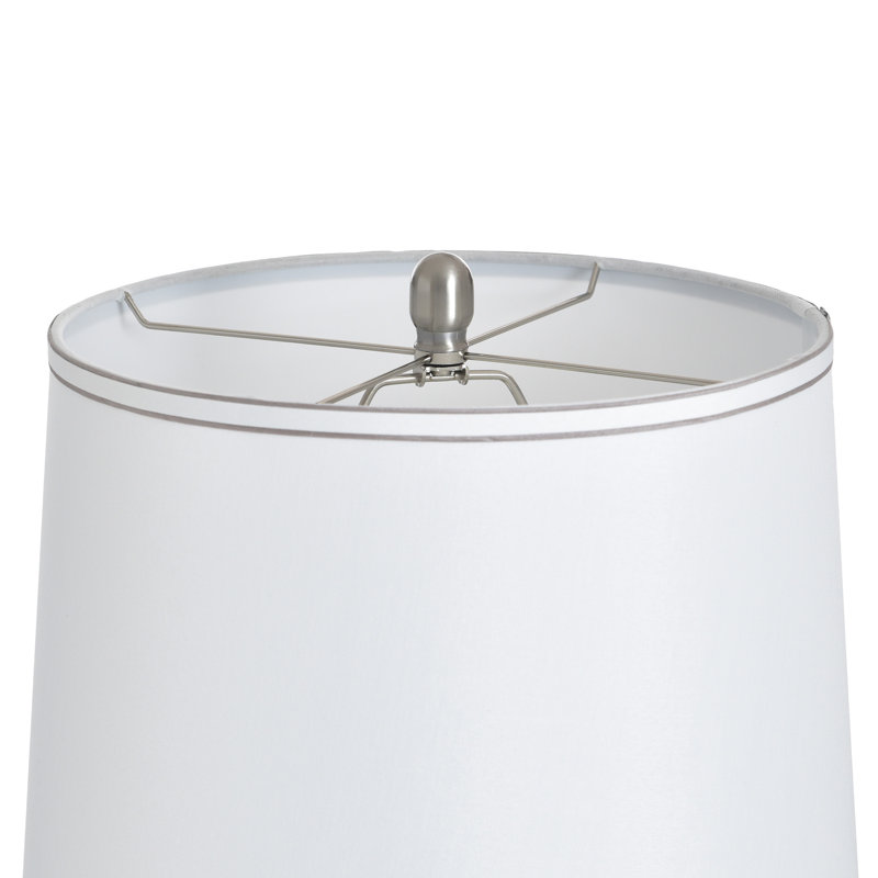 Doris Table Lamp - Clear Seeded - White Shade, Clear Seeded & Brushed Steel