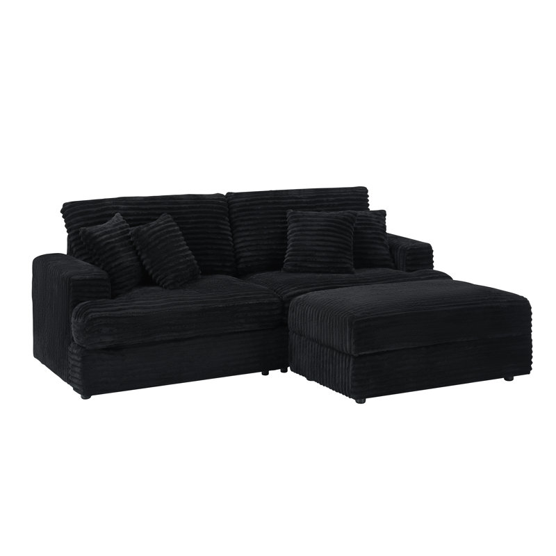 Bennett 88.58'' 3 - Piece Upholstered Sectional, Black