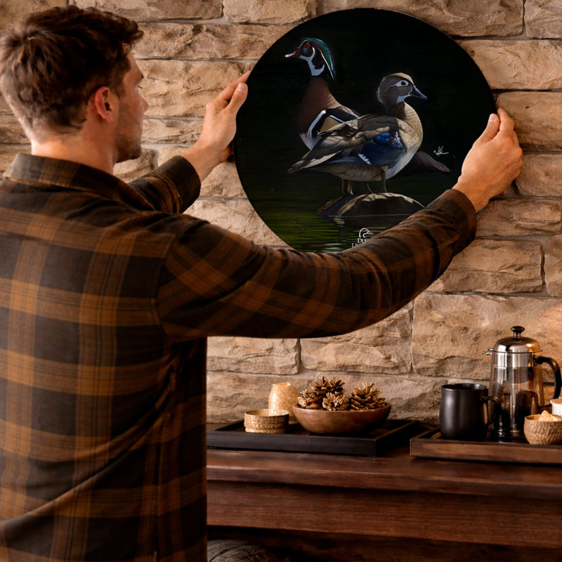 Panneau mural en bois rond « Niveau bas », 53 cm (21 po), indiquant la montée des eaux