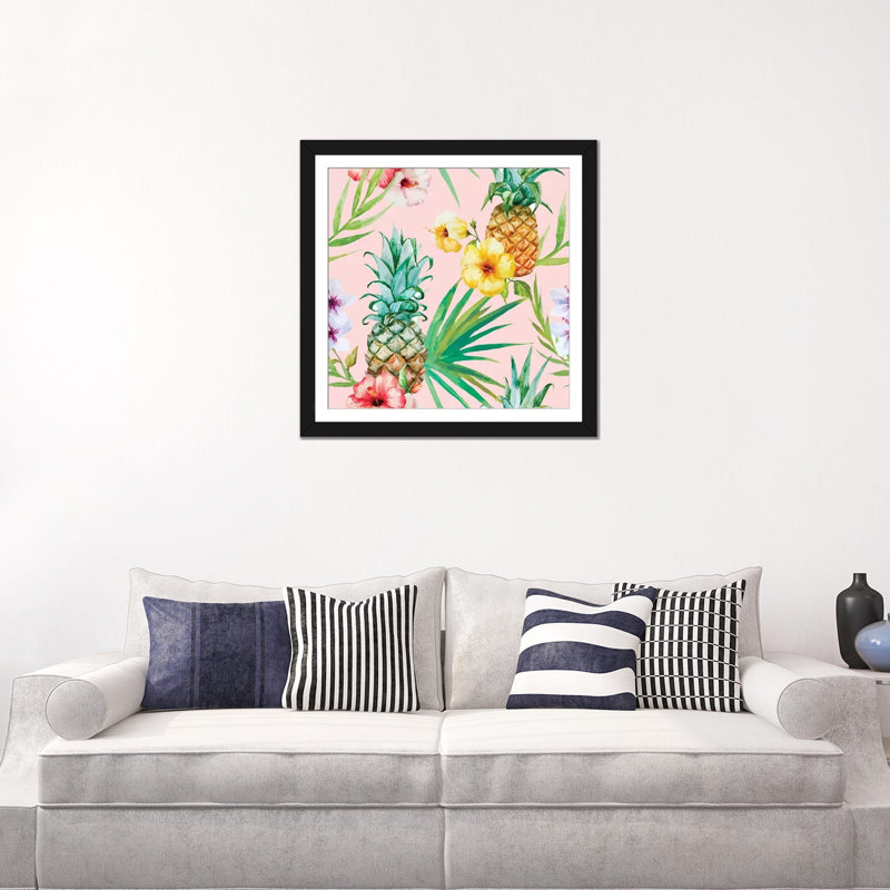 «Hawaii», reproduction d'impression sur toile, H 24 po x l 24 po x P 1 po, Papier avec cadre noir, Blanc