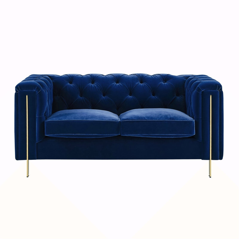 Causeuse en velours Charlene - Bleu, Bleu