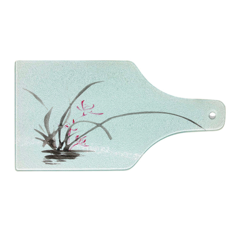 Planche à découper Ambesonne en verre trempé à encre traditionnelle orchidée brune et rose