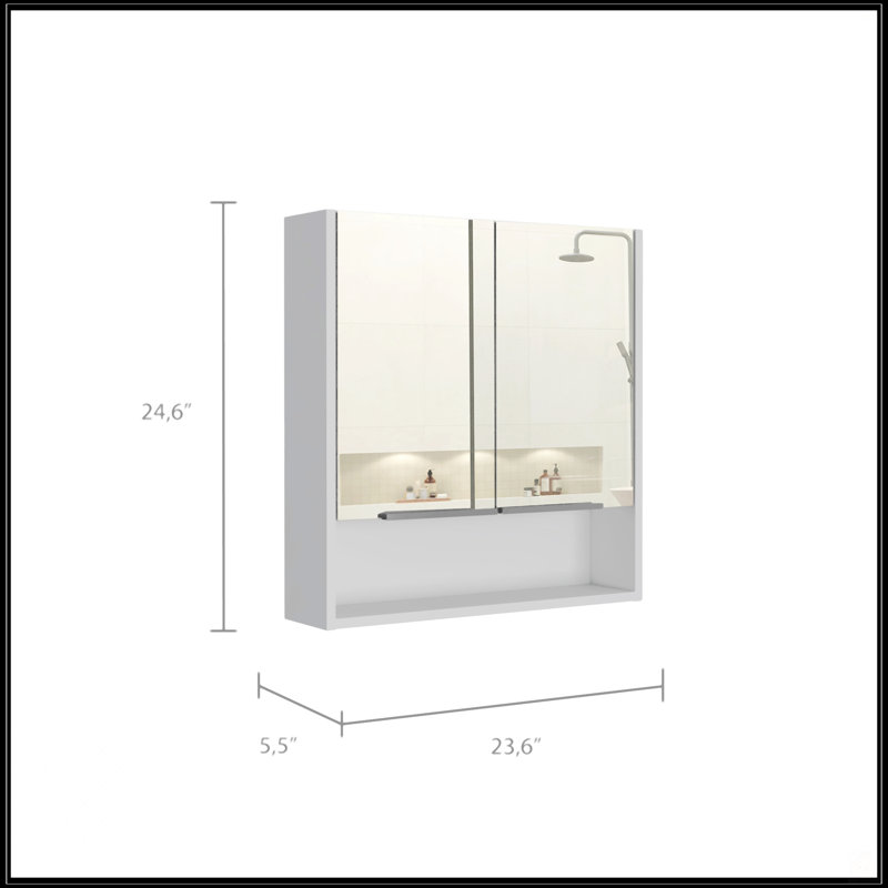 Pharmacie rectangulaire avec miroir, Blanc