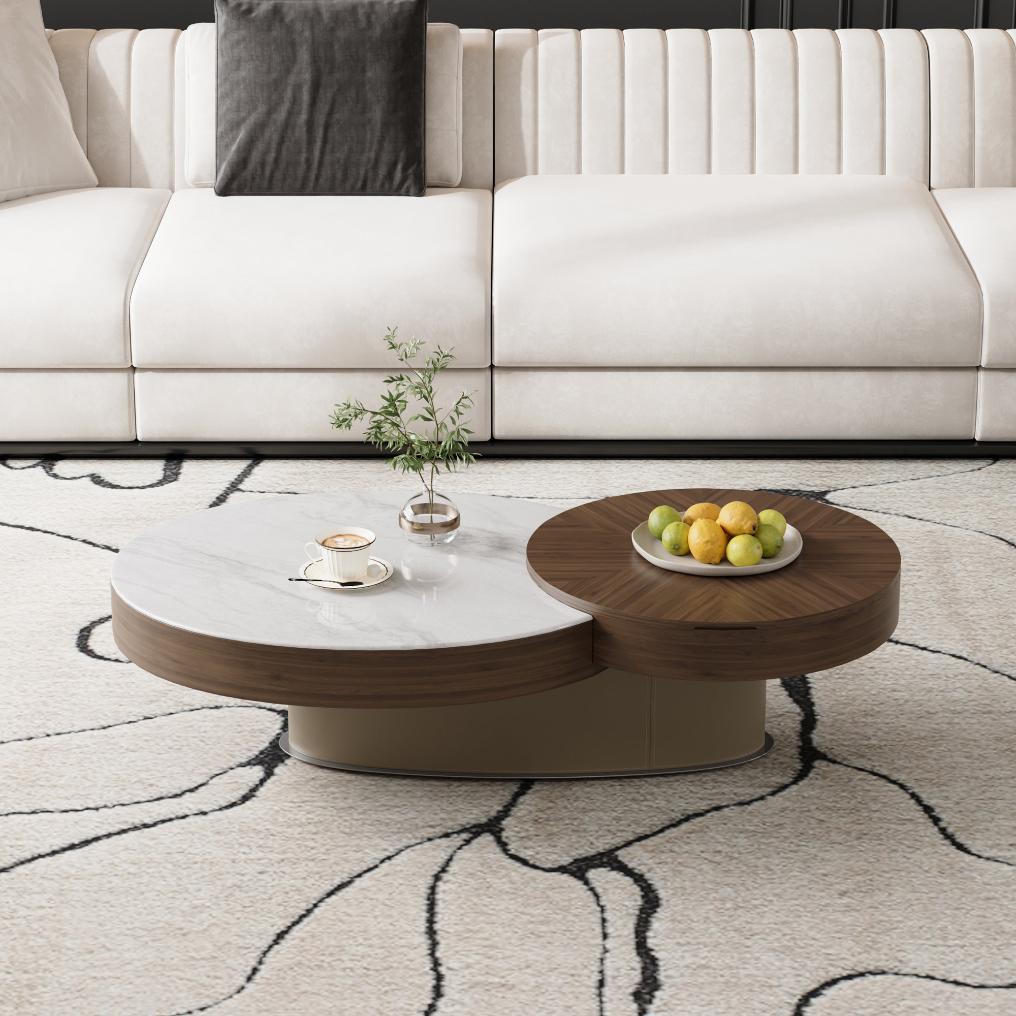 Orren Ellis Faux Marble And Solid Wood Coffee Table Wayfair