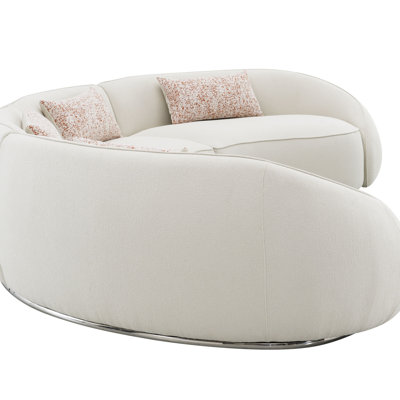 Boucle Sectional Sofa W/3 Pillows