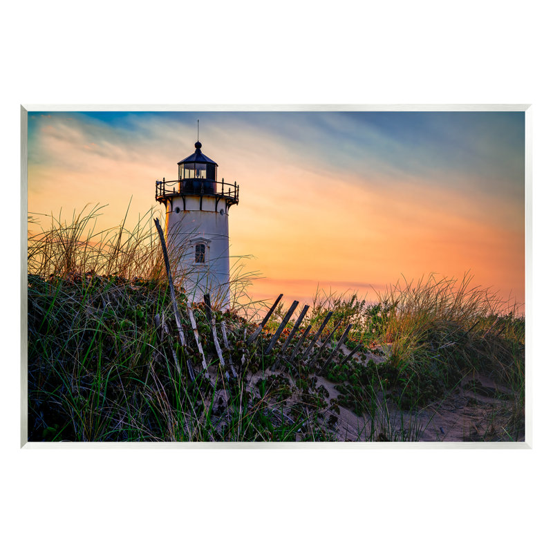 Art mural sur toile flottant "Phare au coucher du soleil" par Rick Berk, H 13 po x l 19 po x P 0,5 po, Bois