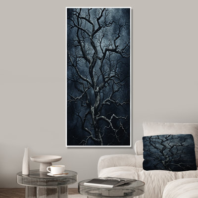 Arbre gothique gris la nuit I - arbre, art mural