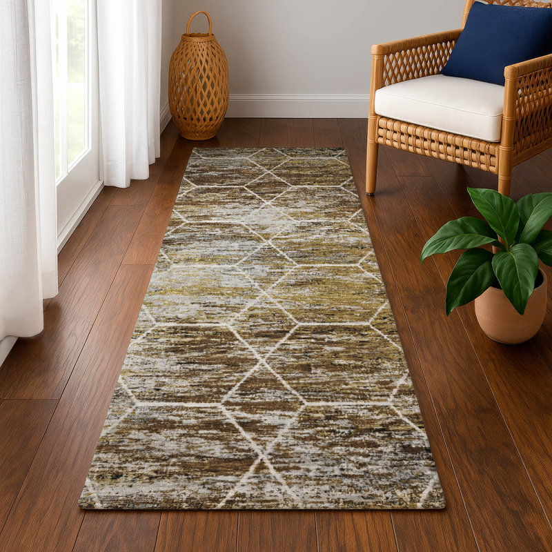 Premium Machine Washable Lubbers AMF1724 Geometric Rug, Runner 2'3" x 7'6"