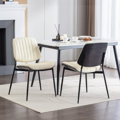 Upholstered Seat Dining Chairs with Bentwood Back and Metal Legs -  Corrigan StudioÂ®, FC0923F5F298409C96B5FE0462CC19AB