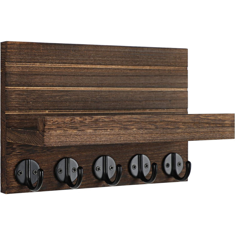 Organisateur mural en bois avec tableau noir Divoll, Brun