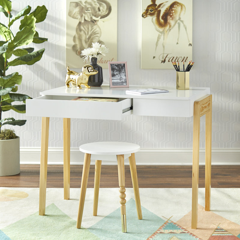 Abduh Desk and Stool Set, White