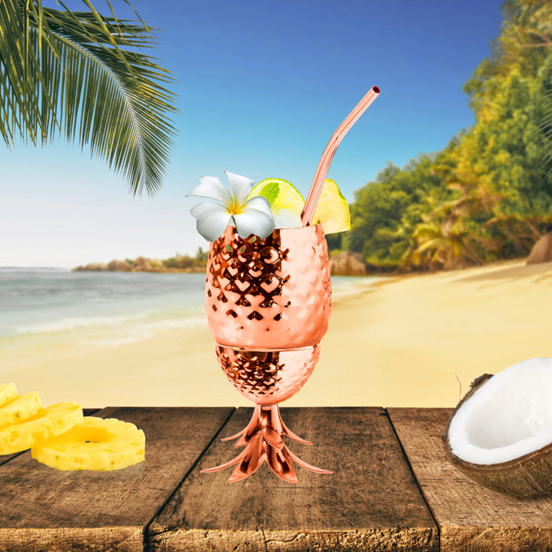Oggi Barware (350 ml, 12 oz) Pineapple Cup w/ Lid & Stand
