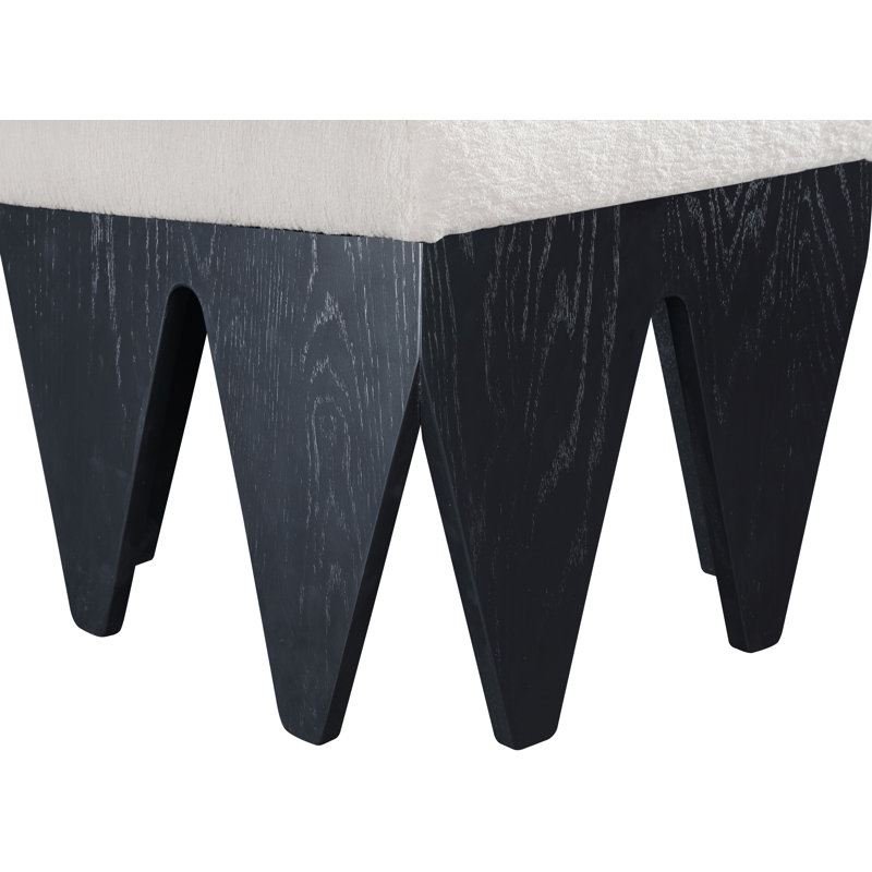 Banc en tissu Altair, Noir, Velours crème
