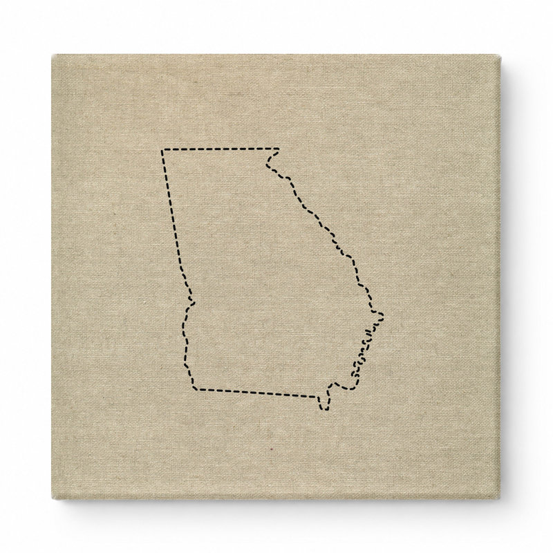 Georgia State Outline - art mural carré sur toile, 32" W x 32" H