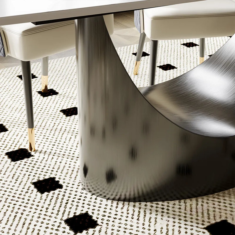 Table de salle à manger Diandra, Marbre noir, Noir, H 30,7 po x L 93,7 po x l 42,71 po
