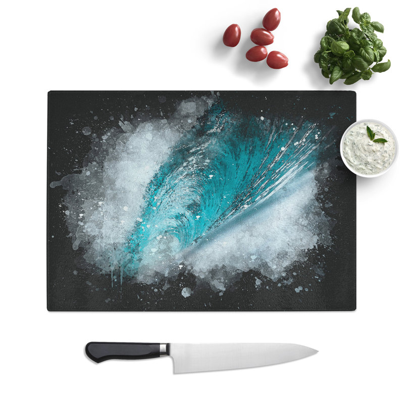Tempered Glass Curve of the Ocean Wave Chopping Board, 28.5 cm x 39 cm