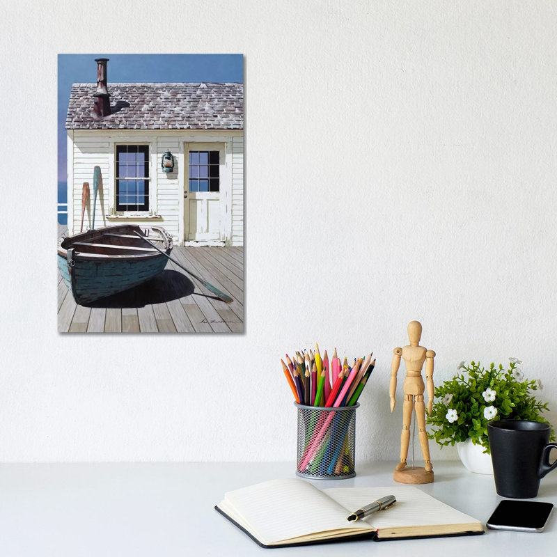 Blue Boat On Deck by Zhen-Huan Lu - Gallery-Wrapped Canvas Giclée on Canvas, Wrapped Canvas, 20.32 cm H x 30.48 cm W